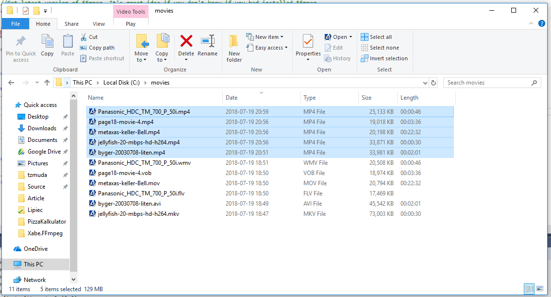 directory with movies after conversion